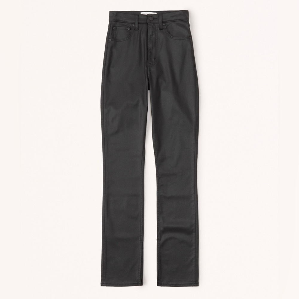 Abercrombie & Fitch The ‘90’s Slim Straight High Rise Coated Black Jeans 27P